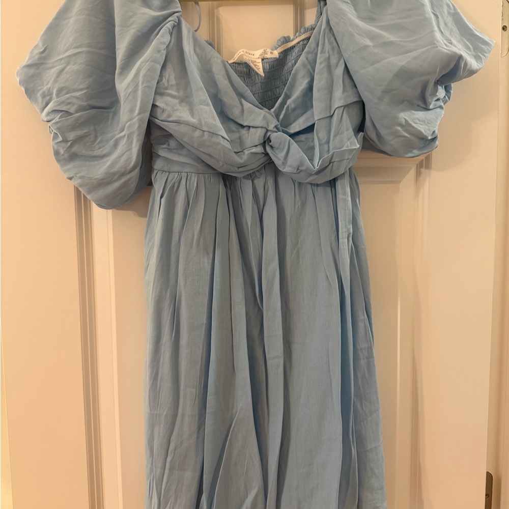 Altar'd State Sky Blue Ruched Dress